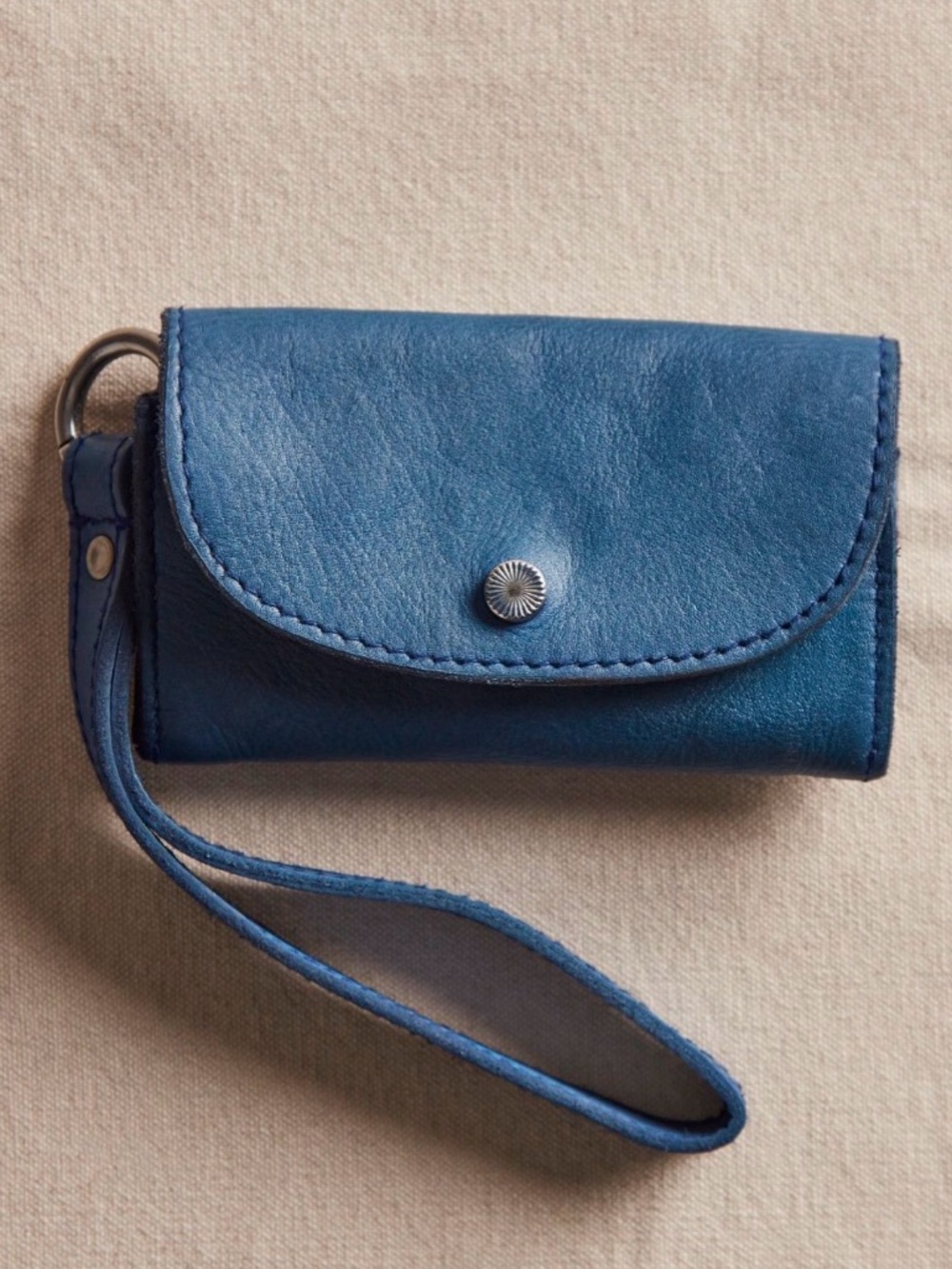 New! Free People leather lanyard wallet in lapis blue NWT